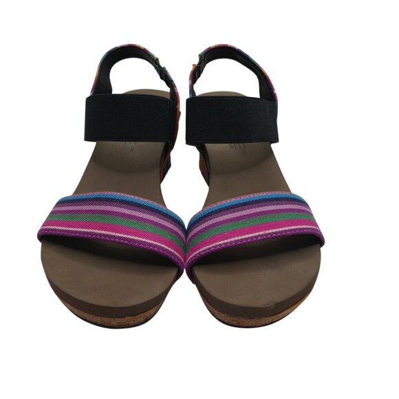 Boutique by Corkys Rum Multicolor Striped Open Toe Wedge Sandals Womens 9 - Picture 5 of 12